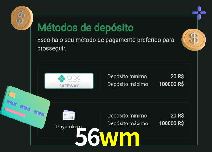 O cassino 56wm oferece uma grande variedade de métodos de pagamento
